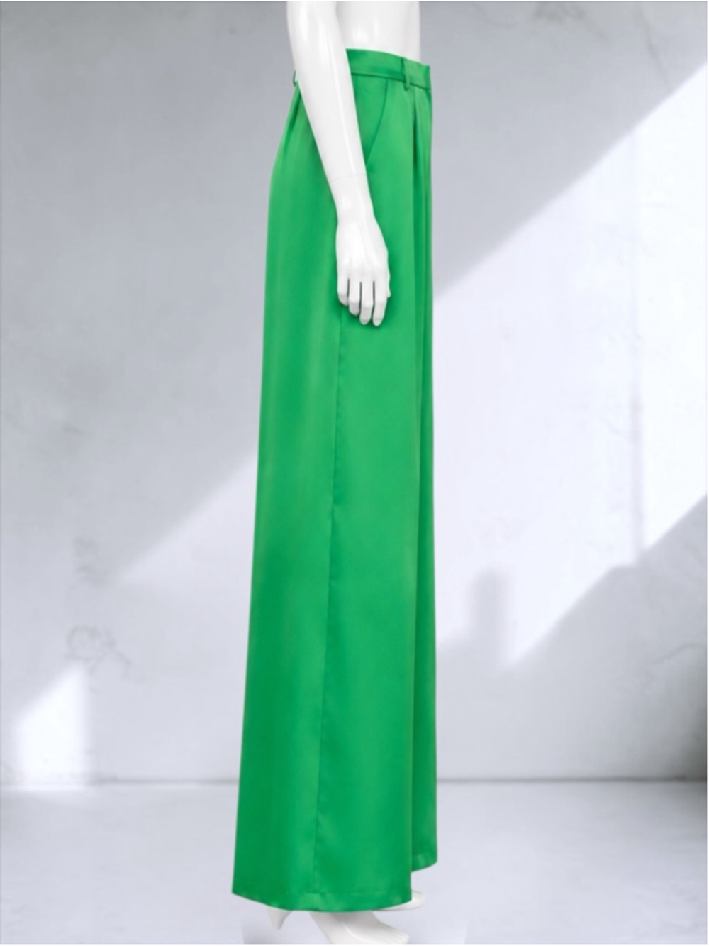 Zara Emerald Green Satin Wide Leg Trousers – Size S - Picture 3 of 12